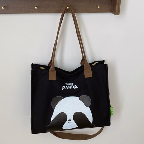 Sød Panda trykt skuldertaske Mode skuldertaske SORT Black