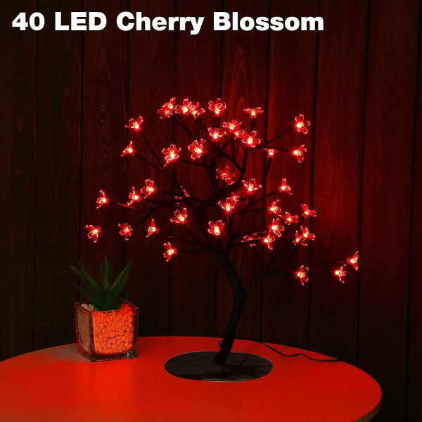 Kunstig kirsebærtrælampe 1,5 fod med 40 LED 16 RGB lystilstande bordlampe, fjernbetjening