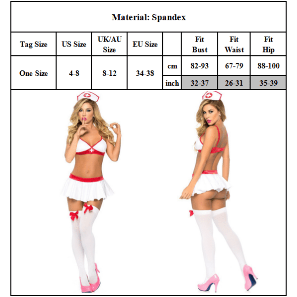 Kvinde Sexy Sygeplejerske Cosplay Kostume Uniform Pigekjole Sæt Hvid
