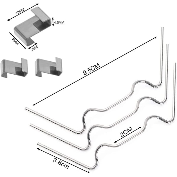 100 Fästklämmor för växthusglas - W-clips + Z-clips