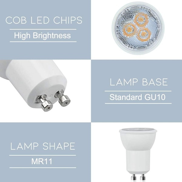 10-pack LED GU10-lampor, GU10 LED-lampor, 7 W kallvitt (motsvarande 50 W halogen), energibesparande lampa, stråle 600 lm 120° ej dimbar.