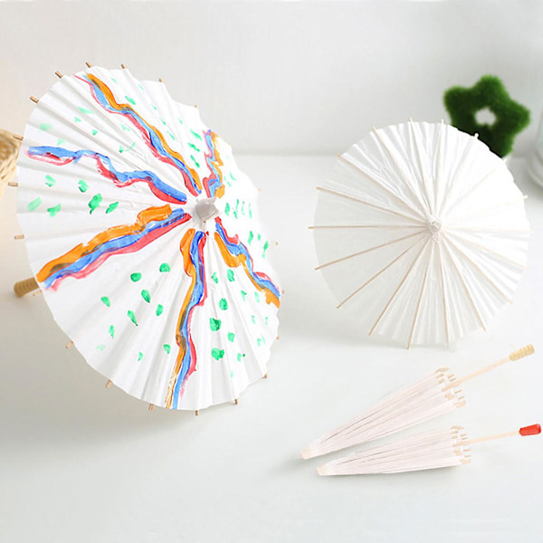 (Særlig kampagne) 10 stk. hvide papirparaplyer - dekorative paraplyer i papir - 20 cm 60CM
