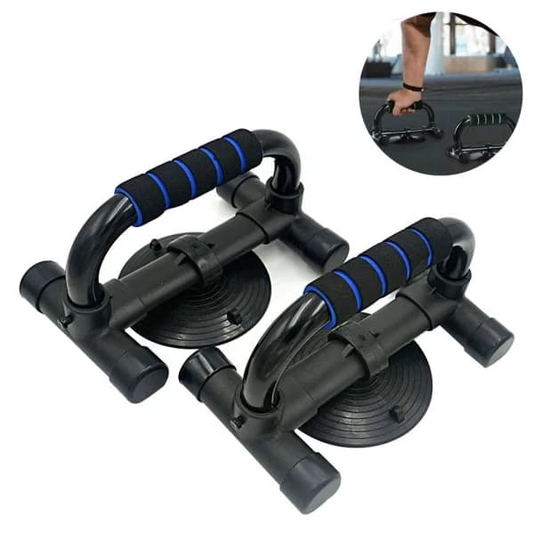 Push-up-håndtak med sklisikring, push-up-stenger av solid metall, push-up-håndtak blå
