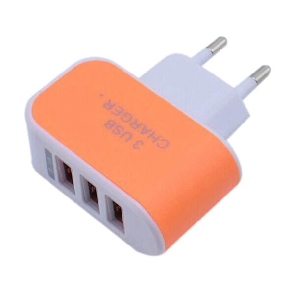 1-pakkaus Trippel (3x) USB-portti iPhone / Android Seinälaturi Oranssi