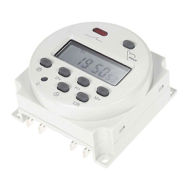 CN101A DC 12V 16A Digital LCD Strøm Programmerbar Timer Tidsrelæ Kontakt Hvid