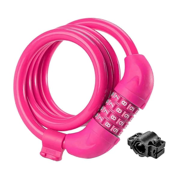 Cykellås med kode Cykelkodelås Universel beskyttelse Nulstillelige kombinationer 4-cifrede koder Lås til hegn Udendørs - Farve: Pink