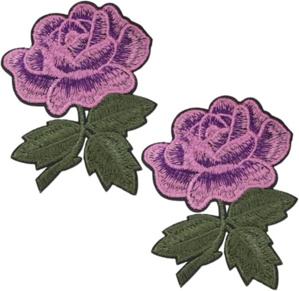 2 stk. Roser Påsyede Mærker, Rose Blomst Applikationsmærker