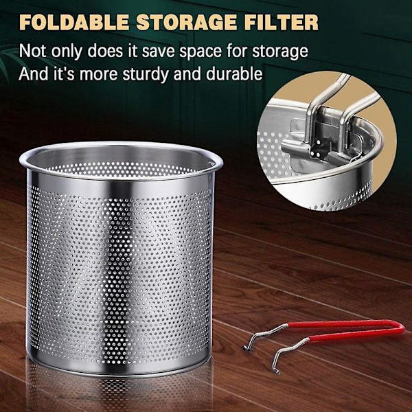 Friteuse Friteringsgryte med Kurv 304 Rustfritt Stål Robust Multifunksjonell