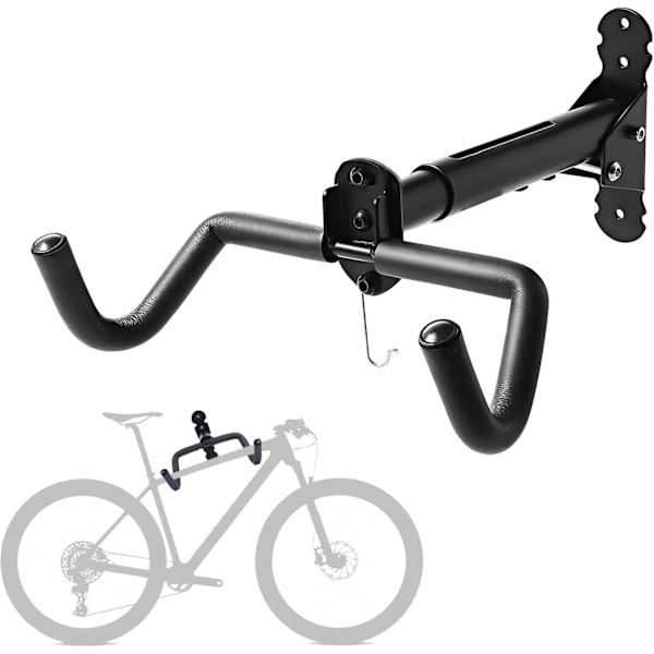 Cykelväggfäste - Cykelställ för förvaring - Horisontellt cykelställ - Justerbar cykelkrok