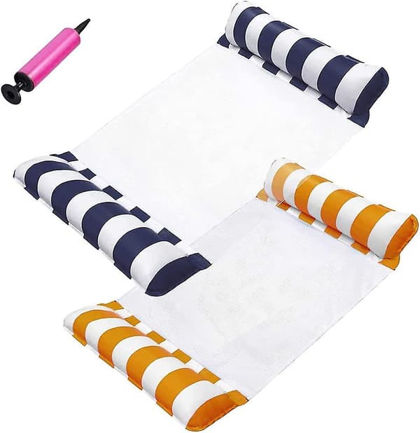4-i-1 Hammock Uppblåsbar Pool Float, Multifunktionell Pool Hammock Lounge Stol, Saddledrifter Hammock Pool Stol, Portabel Vatten Hammock