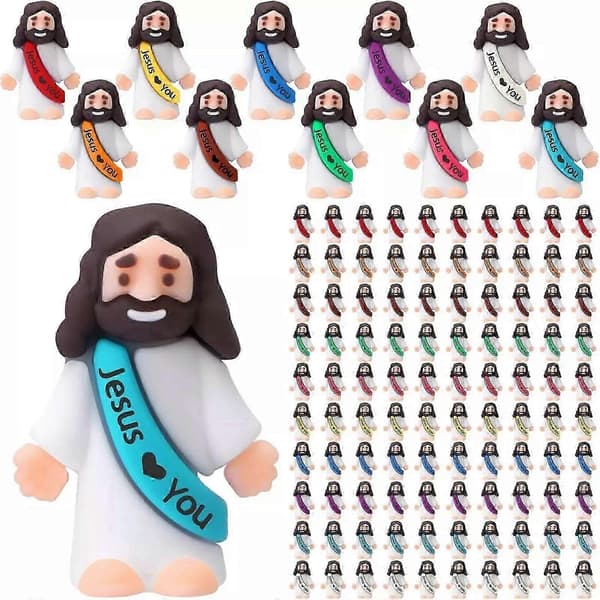 25/100 st Mini Jesusfigurer Jesus Älskar Dig Jesusleksaker Små Jesus 100PCS