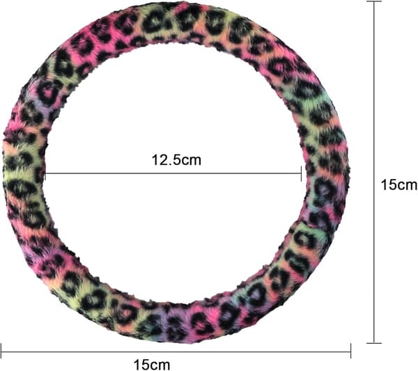 38 cm Ratmuffe til bil, Biltilbehør Interiør Ratbeskyttelse Leopard Plys Ratmuffe, Ratmuffe til bil, Ela