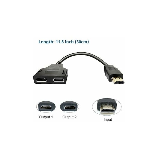 HDMI-jakaja-adapterikaapeli HDMI SPLITTER 1 SISÄÄN 2 ULOS HDMI UROS
