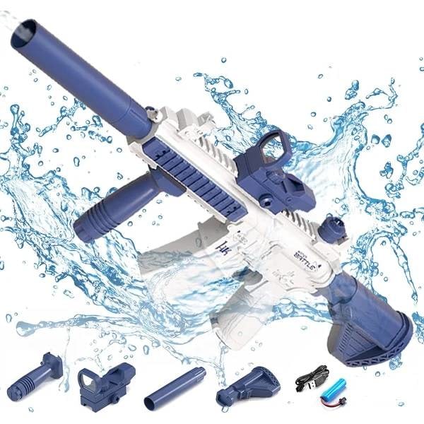 (Arbetardagskampanj!) Elektrisk vattenpistolleksak, bubbelutbrott utomhus vattenskjutspel - blue