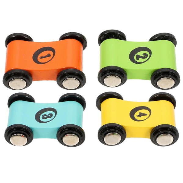 Mini Träbilsleksak för Barn Små Racerbilar 4-pack