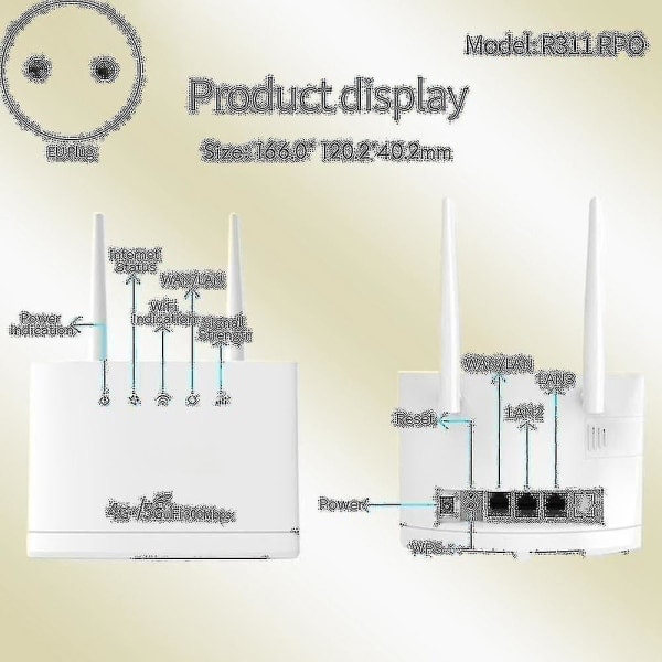 Langaton reititin 5G SIM-kortpaikalla - R311pro (EU-pistoke) 300 Mbps