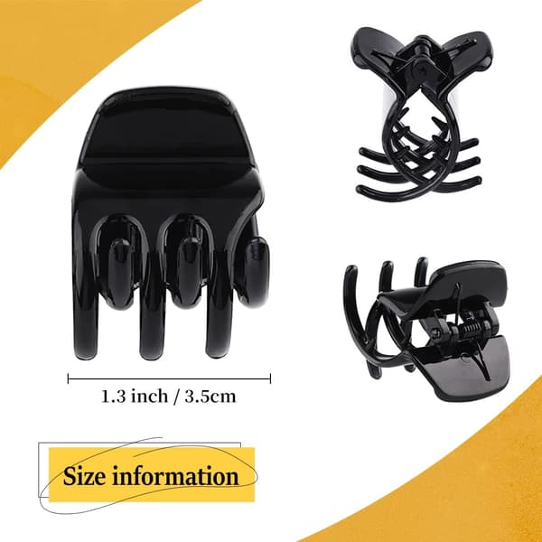 Sort hårklemmer, 12 stk. medium størrelse 3,3 cm plastikclips