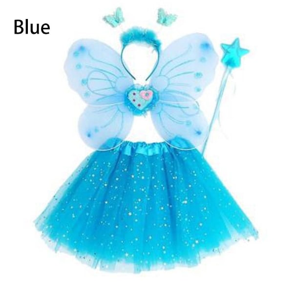 4-pack Fe-vingar Kjolar Prinsessa Kostym Set BLÅ blue