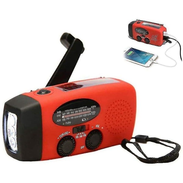Wind Up Radio, Emergency Radio Solar Portable 2000mah Power Ficklampa