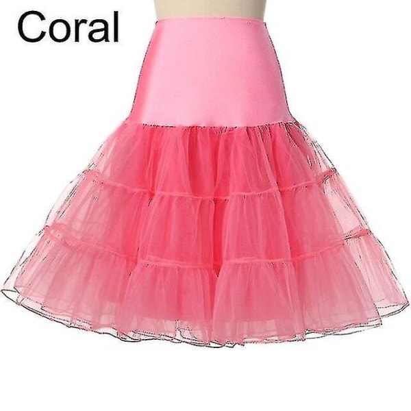 Ny 50-tals cosplay underkjol Rockabilly Klänning Crinoline kompatibel med kvinna Bröllop Underkjol för bröllop Rockabilly Tutu Coral M
