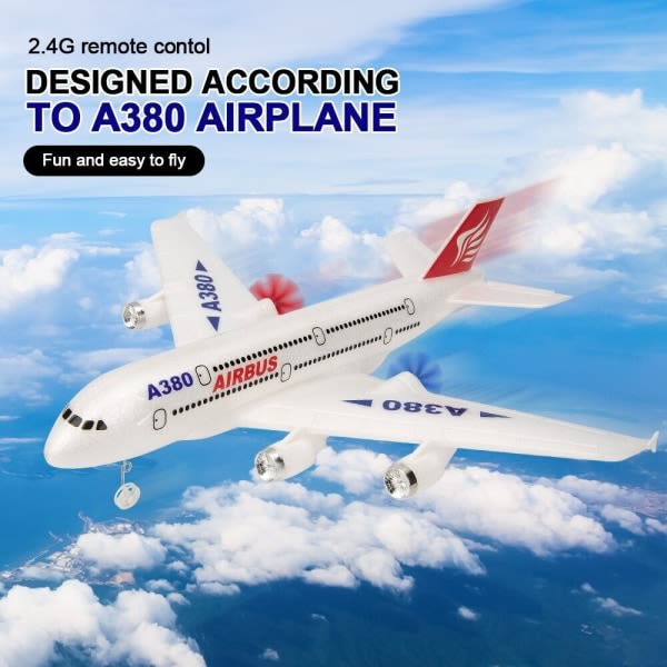 2.4G A380 RC-plan 2CH Fjärrkontroll med snabb vingar Flygplan Dual Power Glider Leksak 1 set