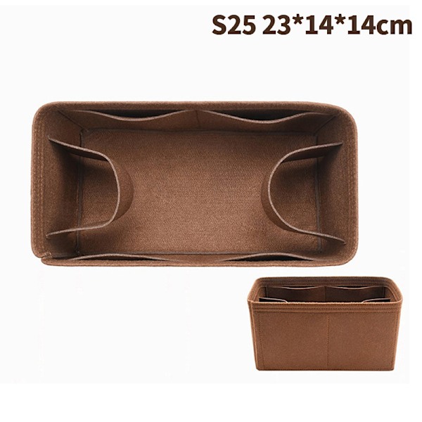 (Specialtilbud!) Taske Organizer Filt Indsats 25 30 35 Makeup Håndtaske Coffee StyleA S