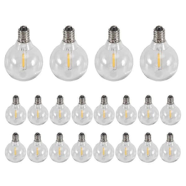 20 st G40 LED Ersättningslampor E12 Skruvsockel Splittersäkra LED Globlampor för Solarslinga