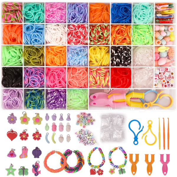 2500+ Loom Bands Sæt, 30 Farver Loom Twist Gummibånd til DIY Fyldning Armbånd Fremstilling Håndværkssæt (FMY)