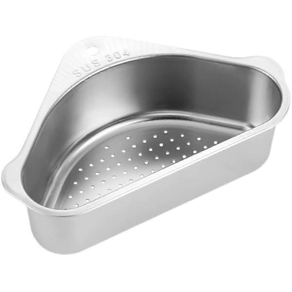 Oppvaskstativ for vask Rustfritt stål Trekantet design Hjemmebruk Sølv 24x17cm Matvask 1 sett