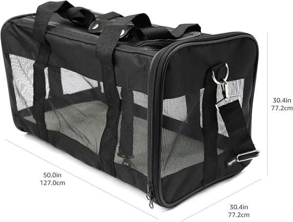 Blød sidebæretaske til kat, hund, stor, L 50 x B 26 x H 28,4 cm, sort