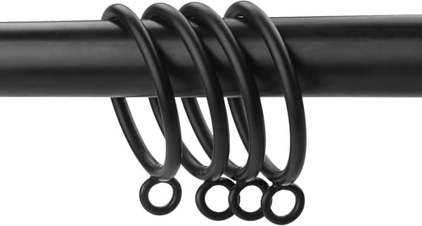 50-pak 38 mm gardinringe mat sort metal gardinstangsringe - passer til stænger op til 35 mm i diameter, sort