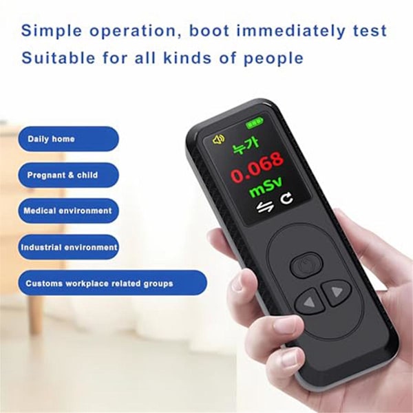 Geigermätare Kärnstrålningsdetektor, Hög Precision Beta Gamma Röntgenstrålningsmonitor Mini Radioaktiv Dosimeter