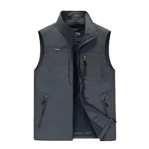 Herr Frilufts Sommar Arbetsväst Vår Multi-fickor Taktiska Västar Stor Storlek M-6XL Man Vandring Fiske Ärmlösa Jackor-xindaren grå 6XL grey