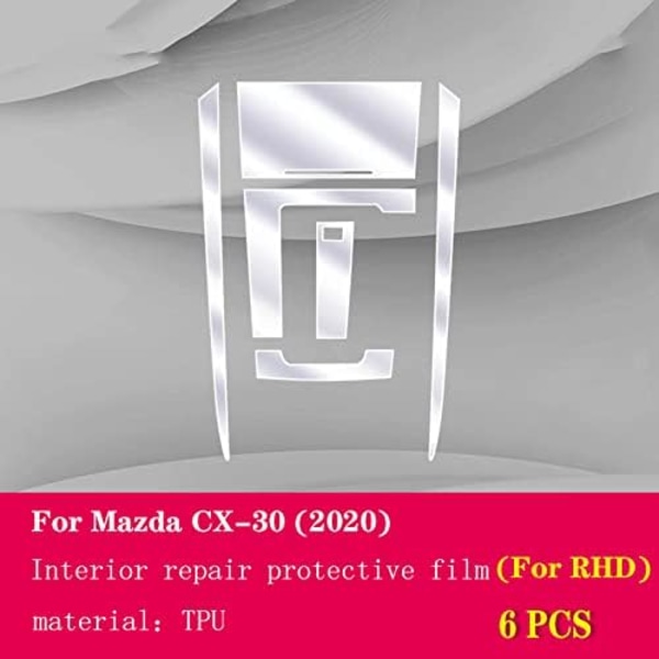 Bil Interiör Mittkonsol Transparent TPU Skyddsfilm Navigationstillbehör, Passar Mazda CX-30 2020-2023 Style a Forrhd