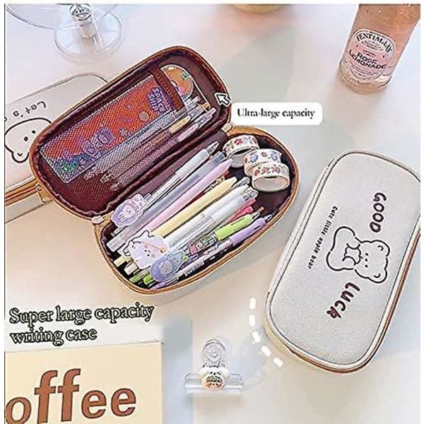 (björn C) Kawaii Style Etui med stor kapacitet til studerende, teenagere, piger, til gymnasiet, universitetet, kontoret