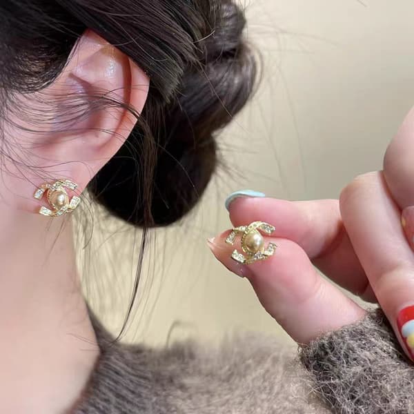 C-bogstavsøreringe Diamant Perleøreringe Cc Klassiske Øreringe Gaver Style 4
