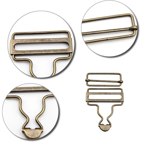 (Sølv, Bronse) 4 stk. Overallspenner, metallselespenner, metallspenner med rektangulær form