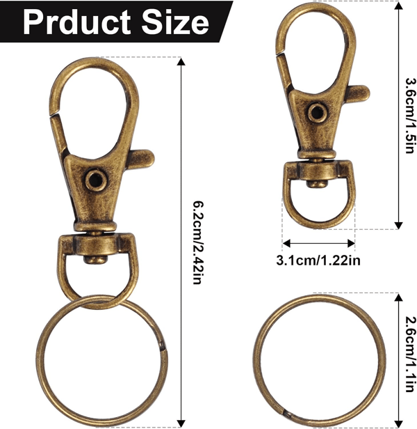Heta 2025 120-pakning Metallnøkkelringer Bronse Brons Bronze