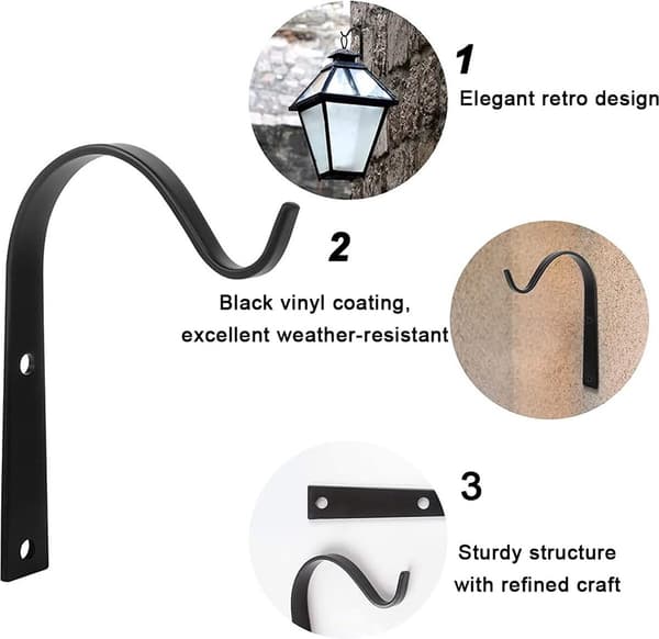 Metall Växtkrok - 4 Pack - Blomkrukkrok - Väggkrok för Växter - Väggkrok Hängande Korg