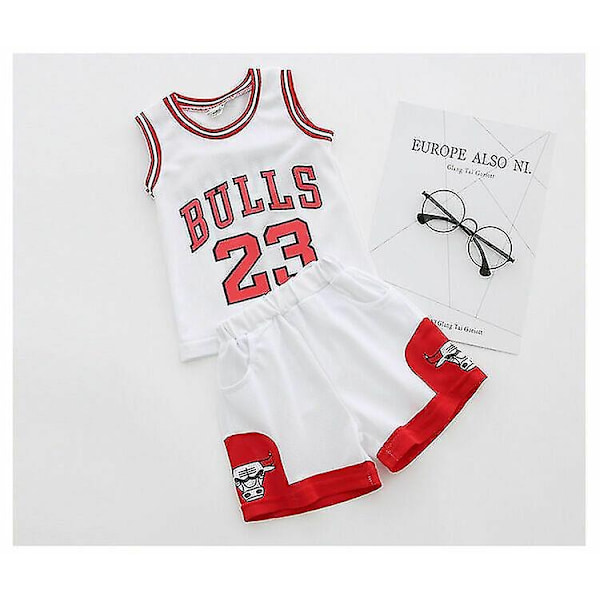 23 Michael Jordan Bulls Basketbolltröjor Korta Set Vit-Xin vit 100cm white