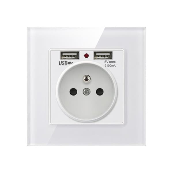 Vægstik med dobbelte USB-opladere - Kompatibel med iPhone/Android - 1 stk
