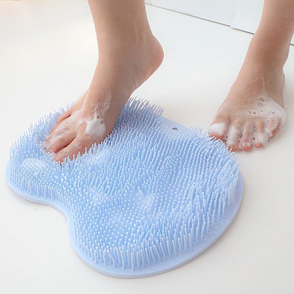 (Specialerbjudande) Fotskrubb för dusch, fotrengörings- och massagematta med halkfria sugkoppar, dusch- och badrumsfotskrubbmatta (blå) Blue