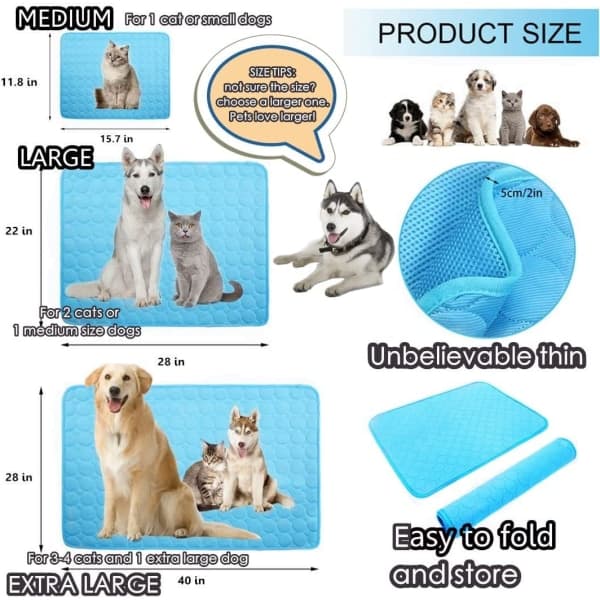 Blå 70*100CM Hundekølepude Kattekølepude Gel Køle