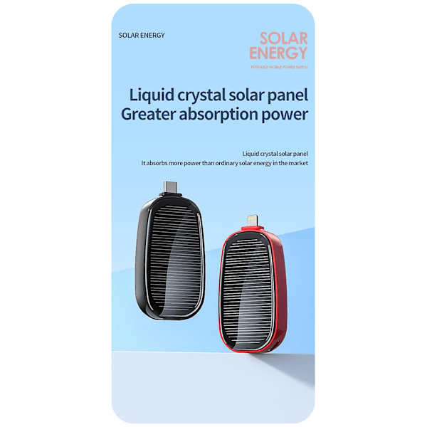 Mini solcelleoplader nøglering powerbank til mobiltelefon 1200mA Red: For Lightning
