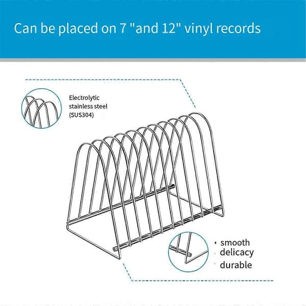 Vinylplade Display Rack Læse Rack Hjemmeopbevaring Desktop Opbevaring CD Opbevaring Pladereol Silver 10 Slots