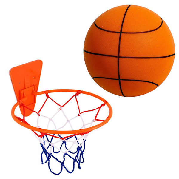 Handleshh Tyst Basketboll, Inomhus Tyst Träningsboll Obelagd Hög Elasticitet med Korg