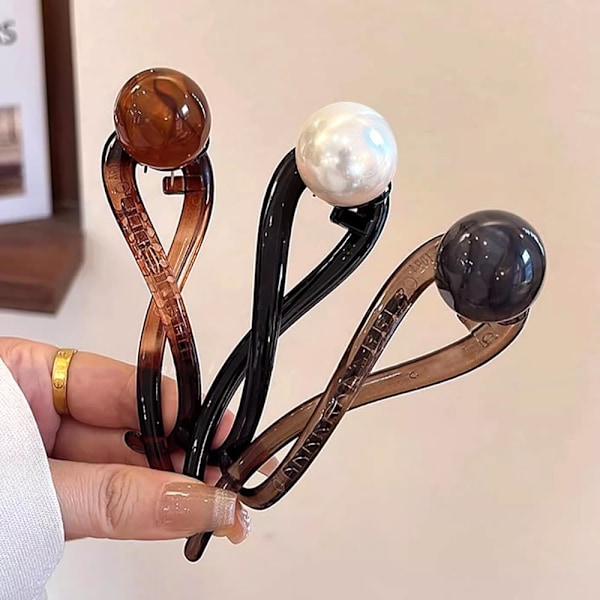 3 stk elegante perle-franske hårnåle bananclips hårklemmer fransk twist hårklemme banan hårklemmer til kvinder hår