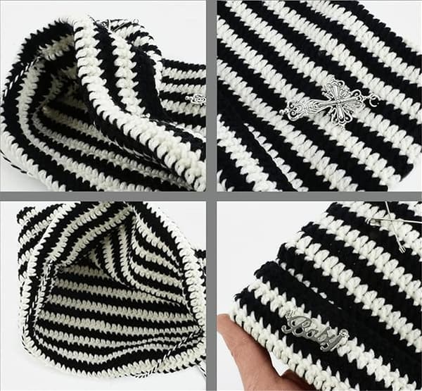 Hæklenåle til kvinder og piger, Katte- og ræveører, Gotisk, Emo, Alternative accessories, Y2K-stil, Grunge-tøj, Sort