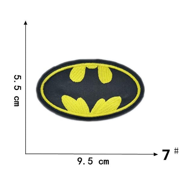 Dww-Ecusson - Batman 'Logo' - gul - 5,5 x 9,5 cm - broderede mærker broderi strygejern