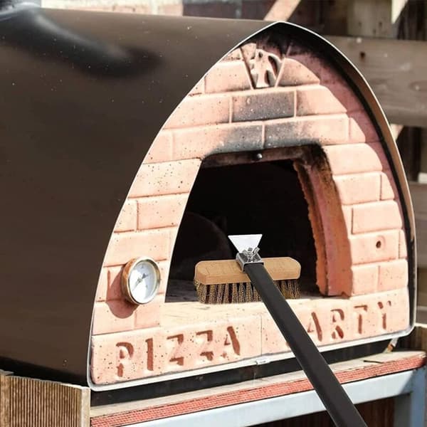 Pizzabørste, pizzabørste i messing, grillbørste i messing, profesjonell ovnskrape, messinghårrengjører skrape stål